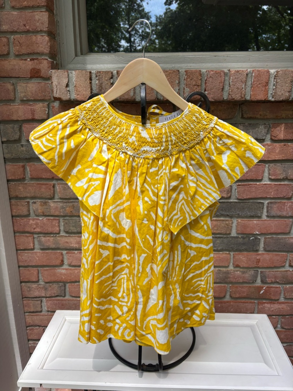 yellow & White Smocked Off-Shoulder Top